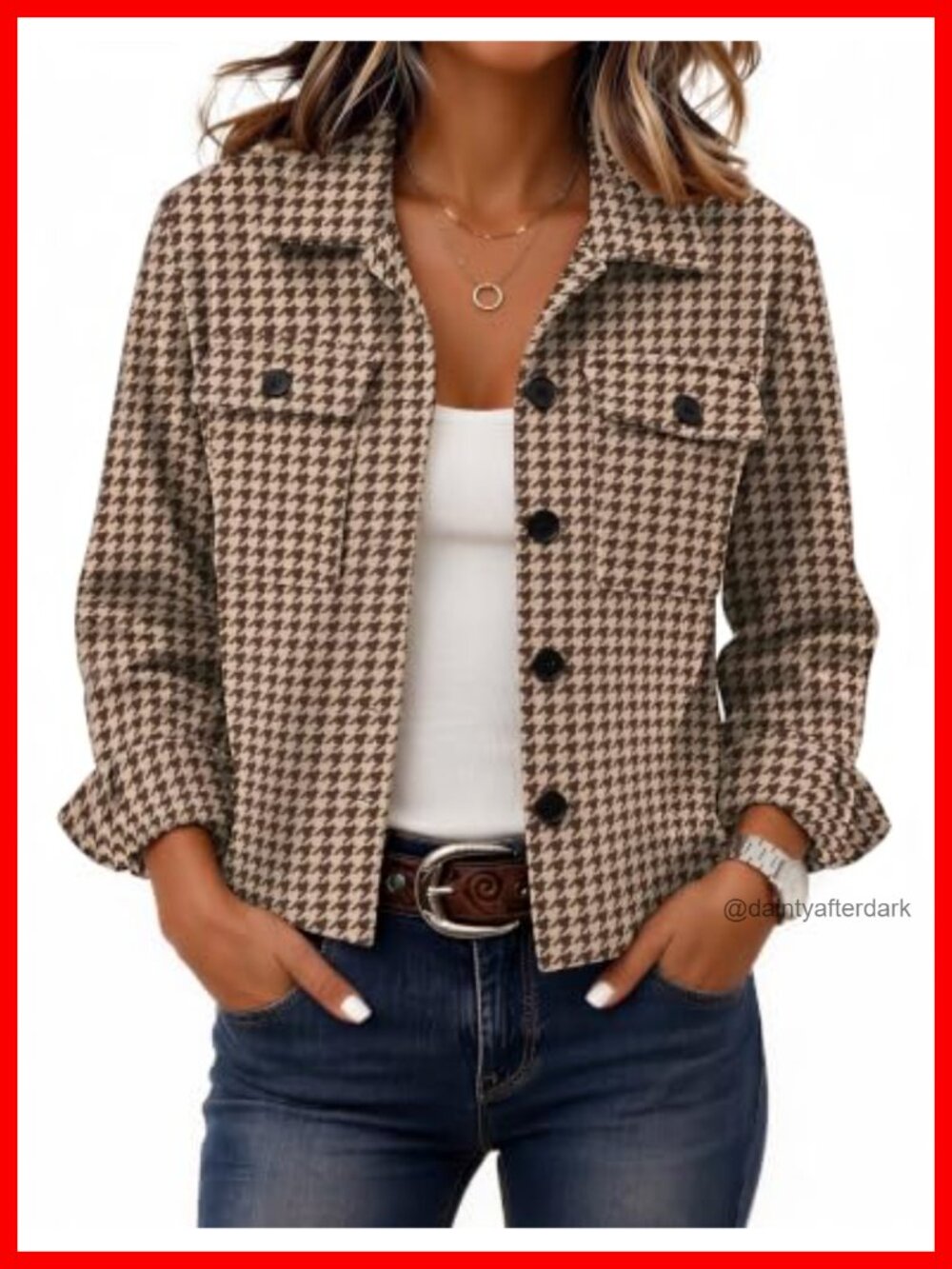 Cropped Plaid Flannel Shacket Button Up Casual Jacket